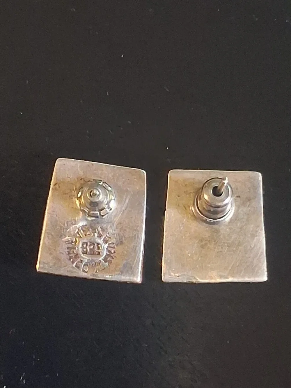 Vintage Mexican Sterling Silver Tigers Eye Earrings Hecho En Mexico Modernist